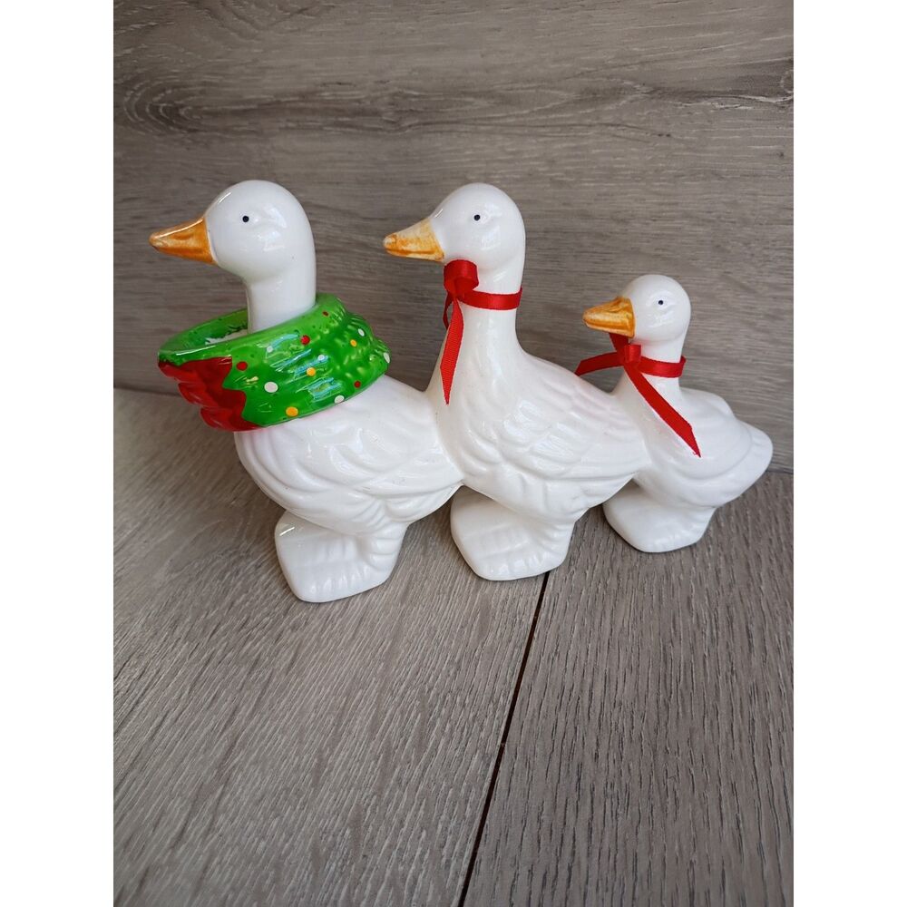 HF Geese in a Row Ceramic Home Decor Christmas Holidays